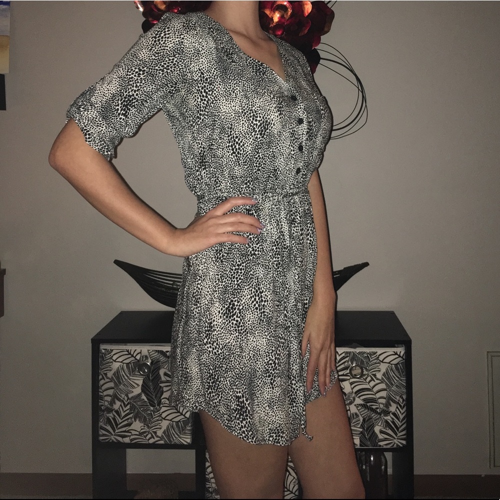 Animal print button down dress